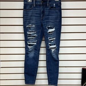 American Eagle Outfitters Dark Blue Distressed Jeans